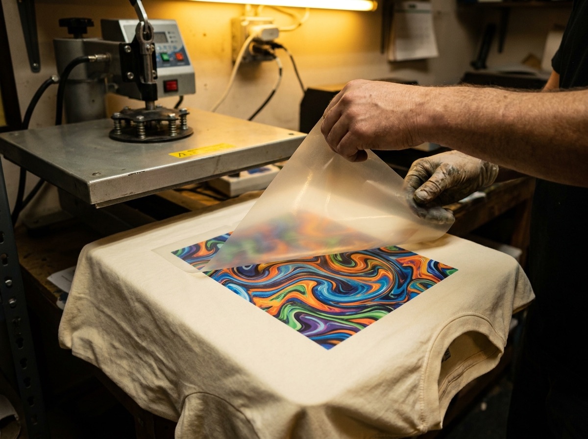 Applying a DTF transfer with a heat press